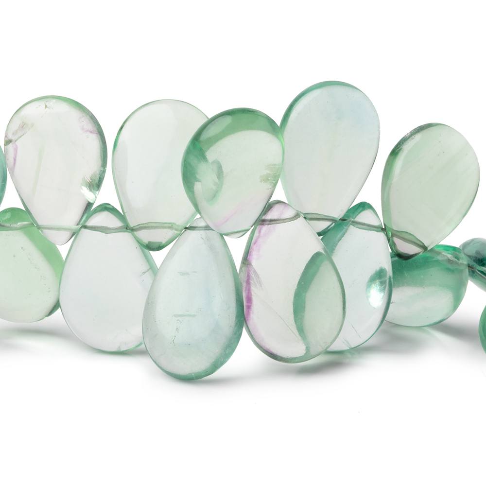 15x11-19x12mm Mint Green Fluorite Plain Pear Beads 5 inch 25 pieces - BeadsofCambay.com