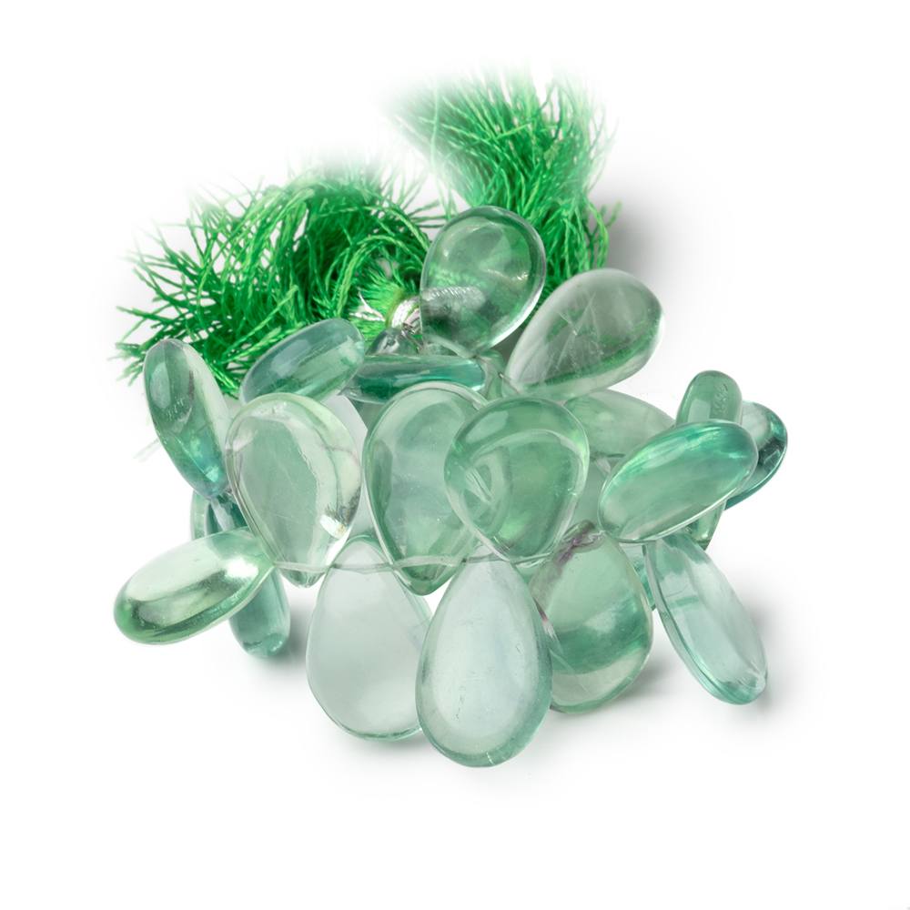 15x11-19x12mm Mint Green Fluorite Plain Pear Beads 5 inch 25 pieces - BeadsofCambay.com