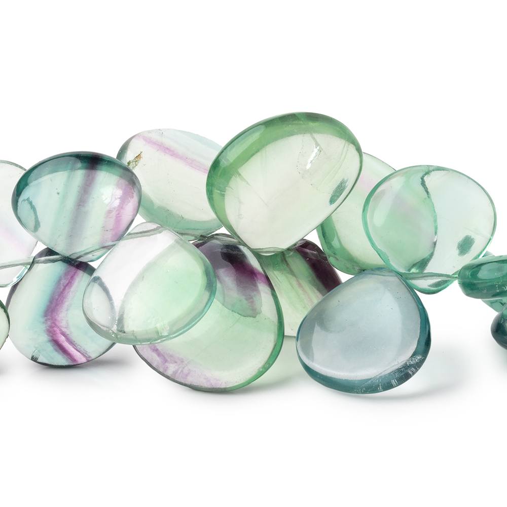 11-20mm Fluorite plain heart beads 7 inch 30 pieces - BeadsofCambay.com