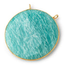 41mm Vermeil Bezel Amazonite Faceted Coin Connector 1 Focal Bead - Beadsofcambay.com