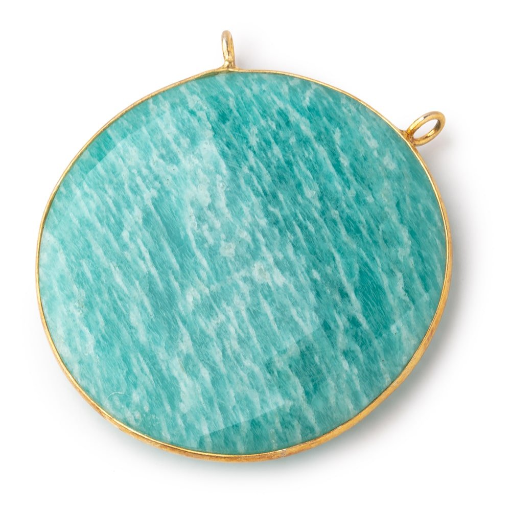 41mm Vermeil Bezel Amazonite Faceted Coin Connector 1 Focal Bead - Beadsofcambay.com