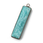 41x11.5mm Black Gold .925 Bezel Amazonite Plain Bar Pendant 1 Focal Bead - Beadsofcambay.com