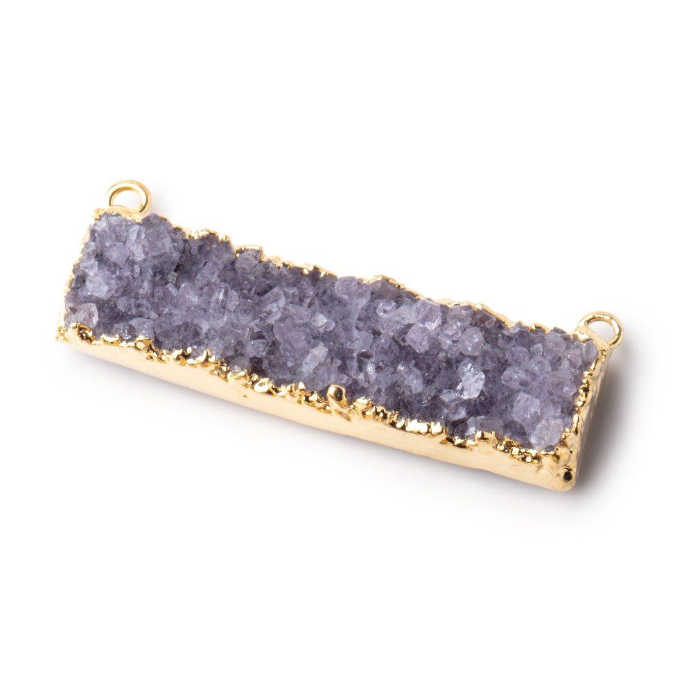 41x11mm 22kt Gold Leafed Light Amethyst East West Connector 1 Focal Bead - Beadsofcambay.com