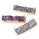 41x11mm 22kt Gold Leafed Light Amethyst East West Connector 1 Focal Bead - Beadsofcambay.com