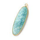 41x13mm Vermeil Bezel Amazonite Plain Oval Pendant 1 Focal Bead - Beadsofcambay.com