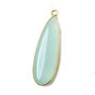41x14mm Vermeil Bezel SeaBlue Chalcedony plain pear Pendant 1 focal bead - Beadsofcambay.com