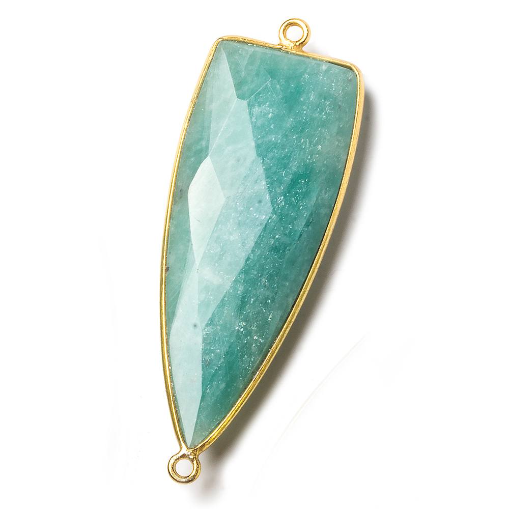 41x15mm Vermeil bezel Amazonite faceted point Connector 1 piece - Beadsofcambay.com