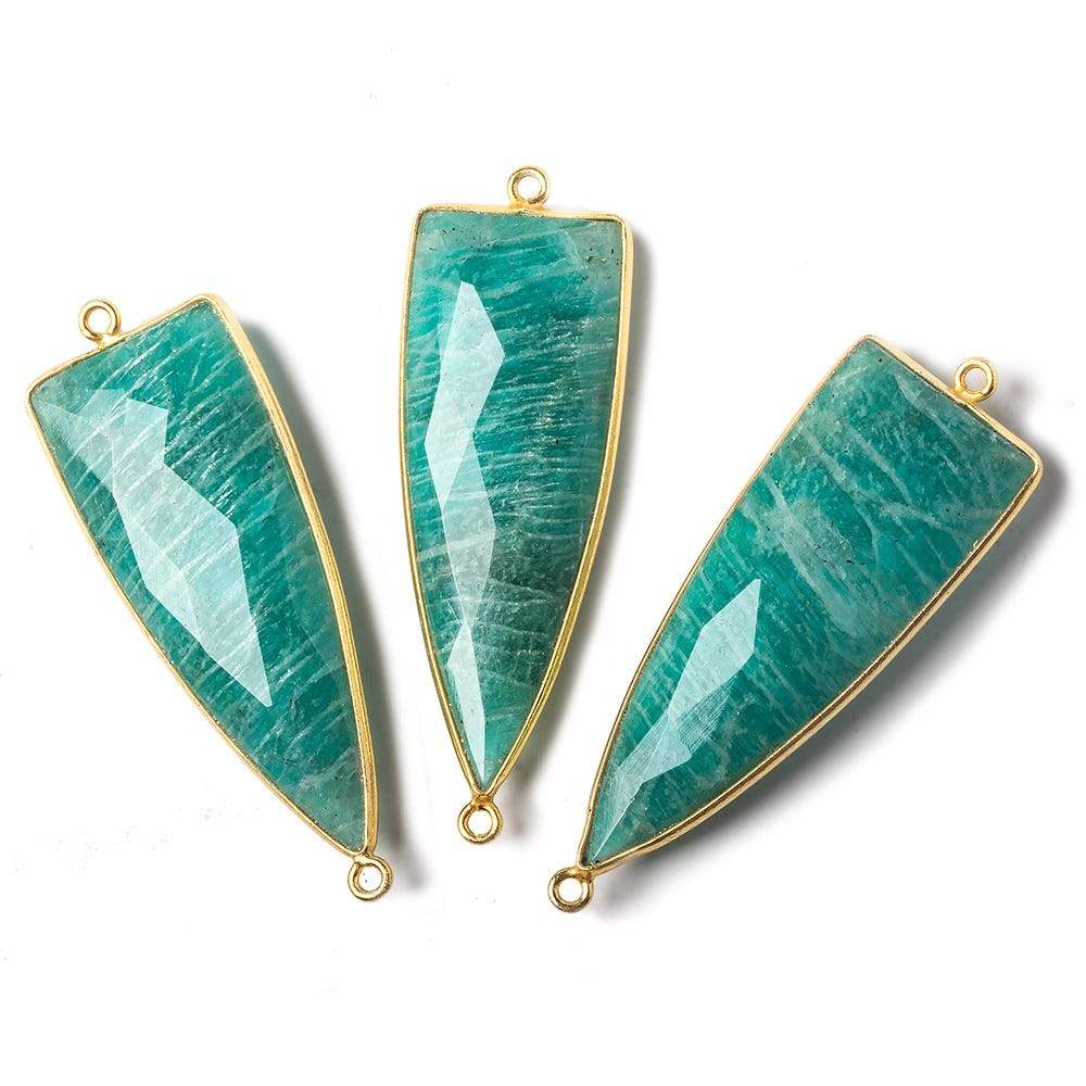 41x15mm Vermeil bezel Russian Amazonite faceted point Connector 1 piece - Beadsofcambay.com