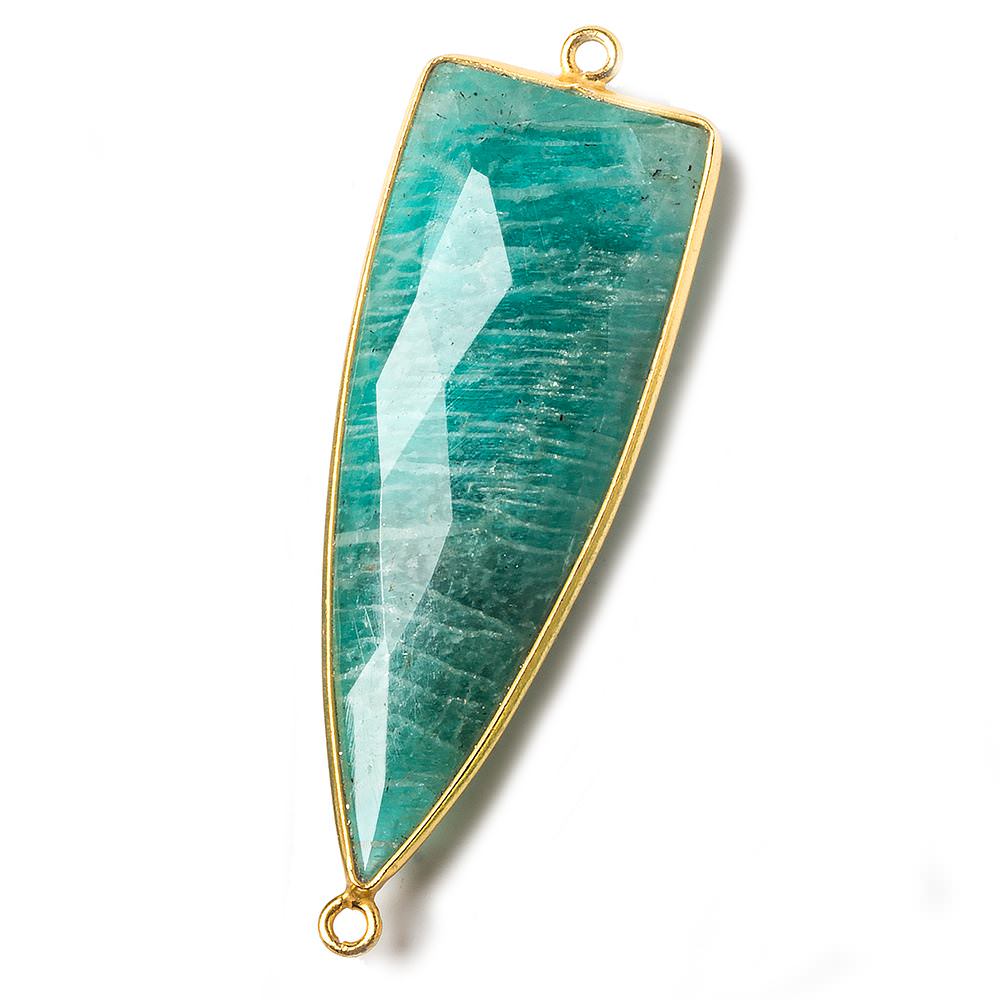 41x15mm Vermeil bezel Russian Amazonite faceted point Connector 1 piece - Beadsofcambay.com