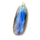 41x16mm Vermeil Bezel Labradorite faceted oval pendant 1 piece - Beadsofcambay.com