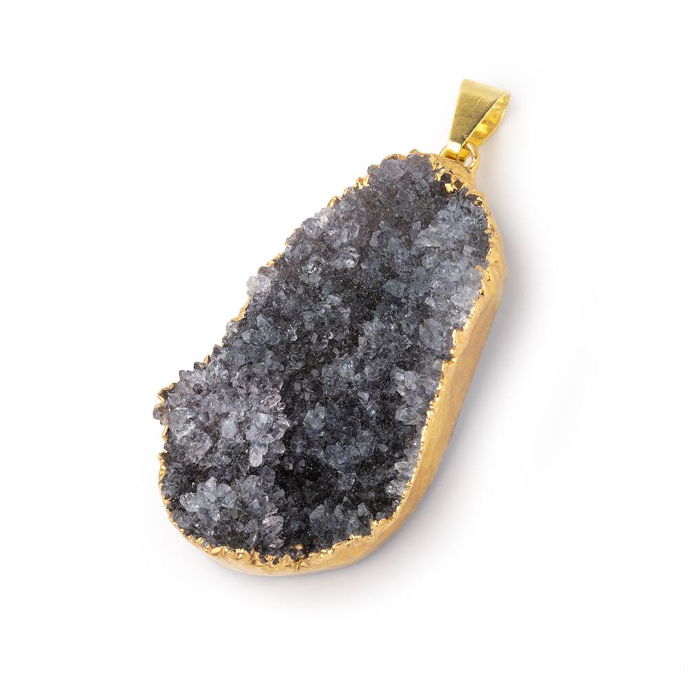 41x22mm Gold Leafed Amethyst Drusy Pendant 1 focal piece - Beadsofcambay.com