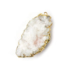 41x23mm 22kt Gold Leaf Edged Calcite Mineral Crystal Pendant 1 piece - Beadsofcambay.com