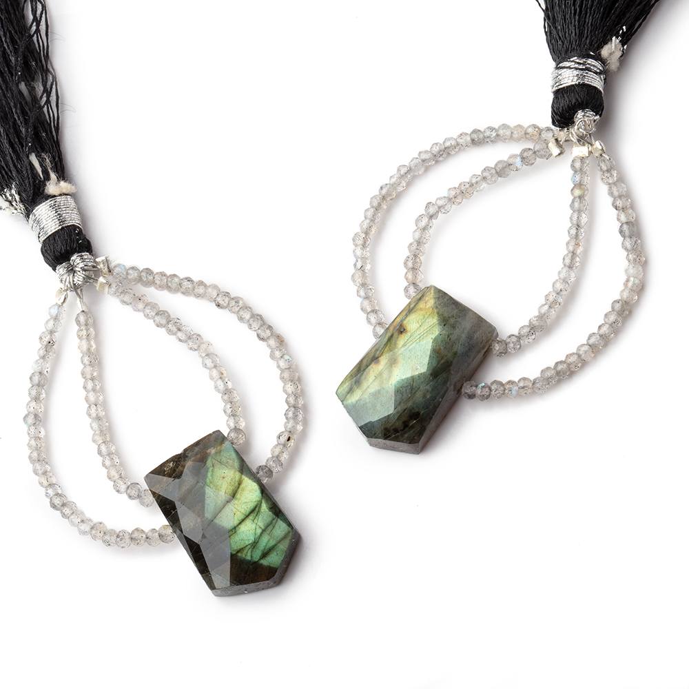 41x30mm Labradorite Fancy Focal Beads Sold as a Set of 2 - Beadsofcambay.com