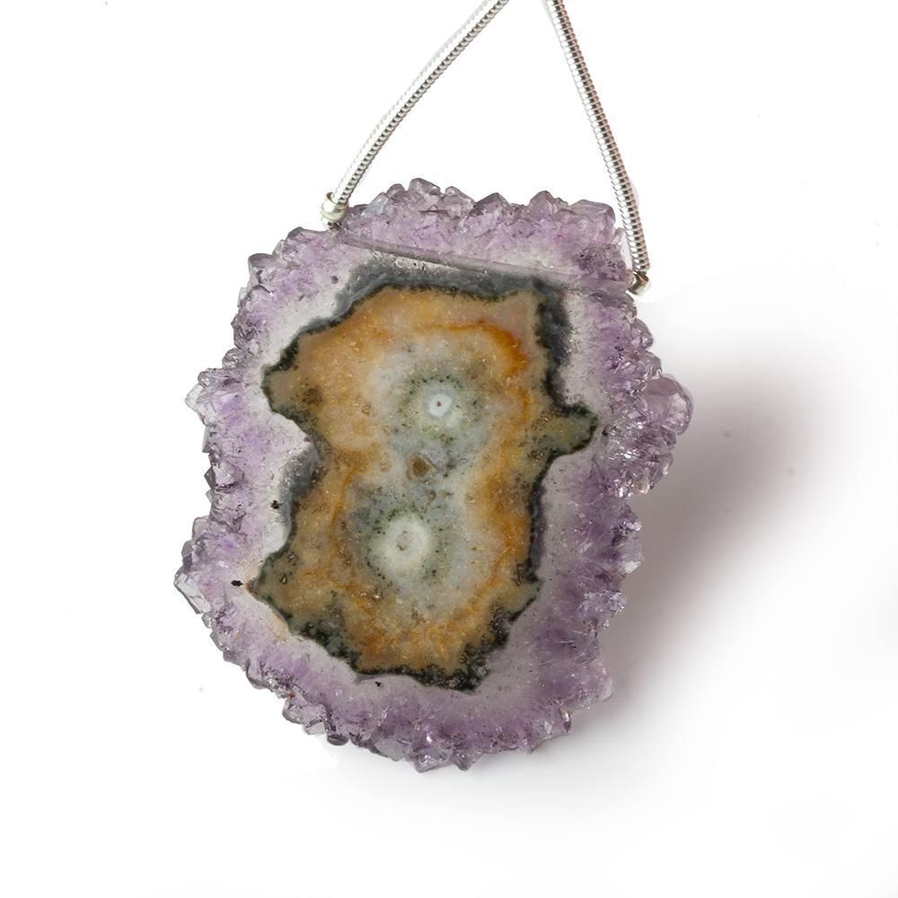 41x32mm Amethyst Solar Quartz Stalactite Crystal Focal Bead 1 piece - Beadsofcambay.com