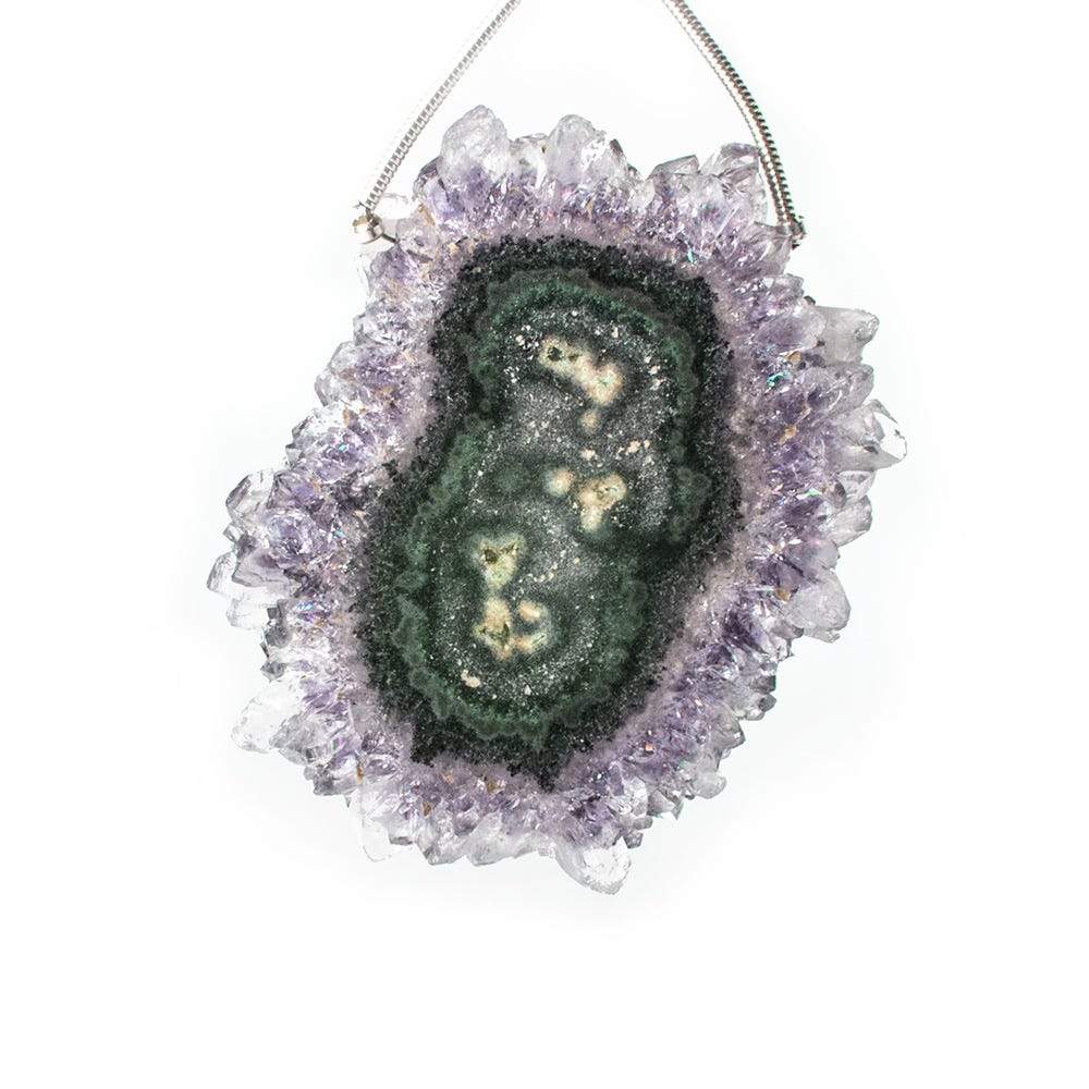 41x32mm Amethyst Solar Quartz Stalactite Crystal Focal Bead 1 piece - Beadsofcambay.com