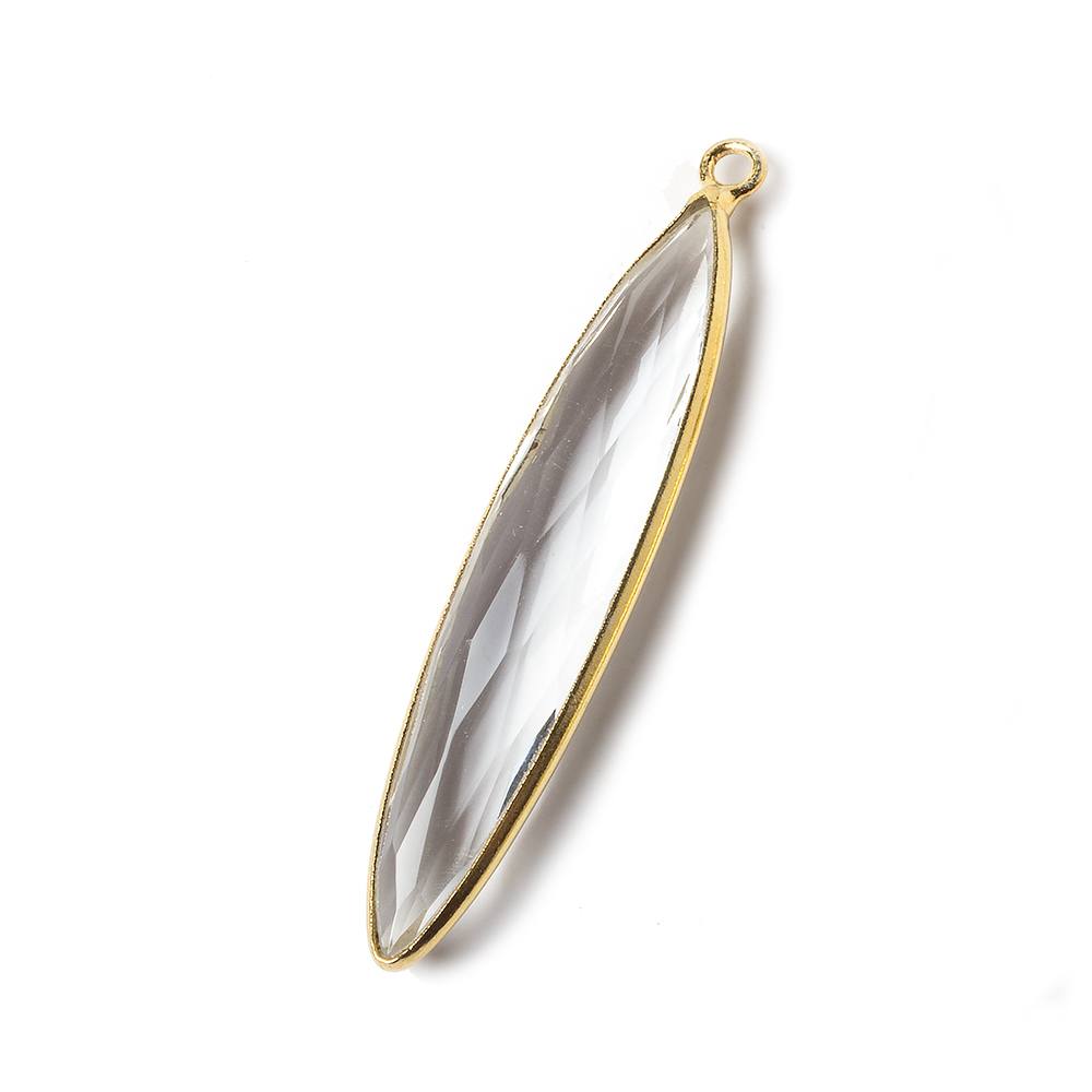41x9x5mm Vermeil Bezel Crystal Quartz Elongated Marquise Pendant 1 focal bead - Beadsofcambay.com