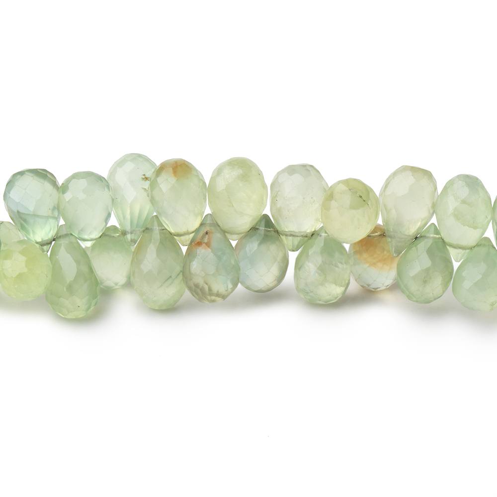 7-8mm Prehnite Tear Drop Briolette Beads 8 inch 74 pieces - BeadsofCambay.com