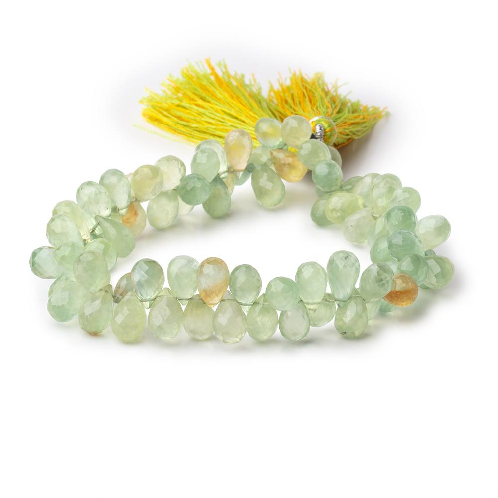 7-8mm Prehnite Tear Drop Briolette Beads 8 inch 74 pieces - BeadsofCambay.com