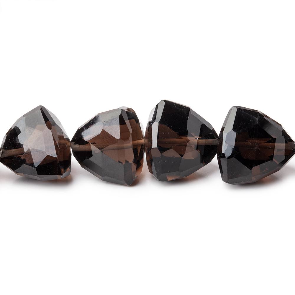8-13mm Smoky Quartz Faceted Trillion Beads 15 inch 42 pieces - BeadsofCambay.com