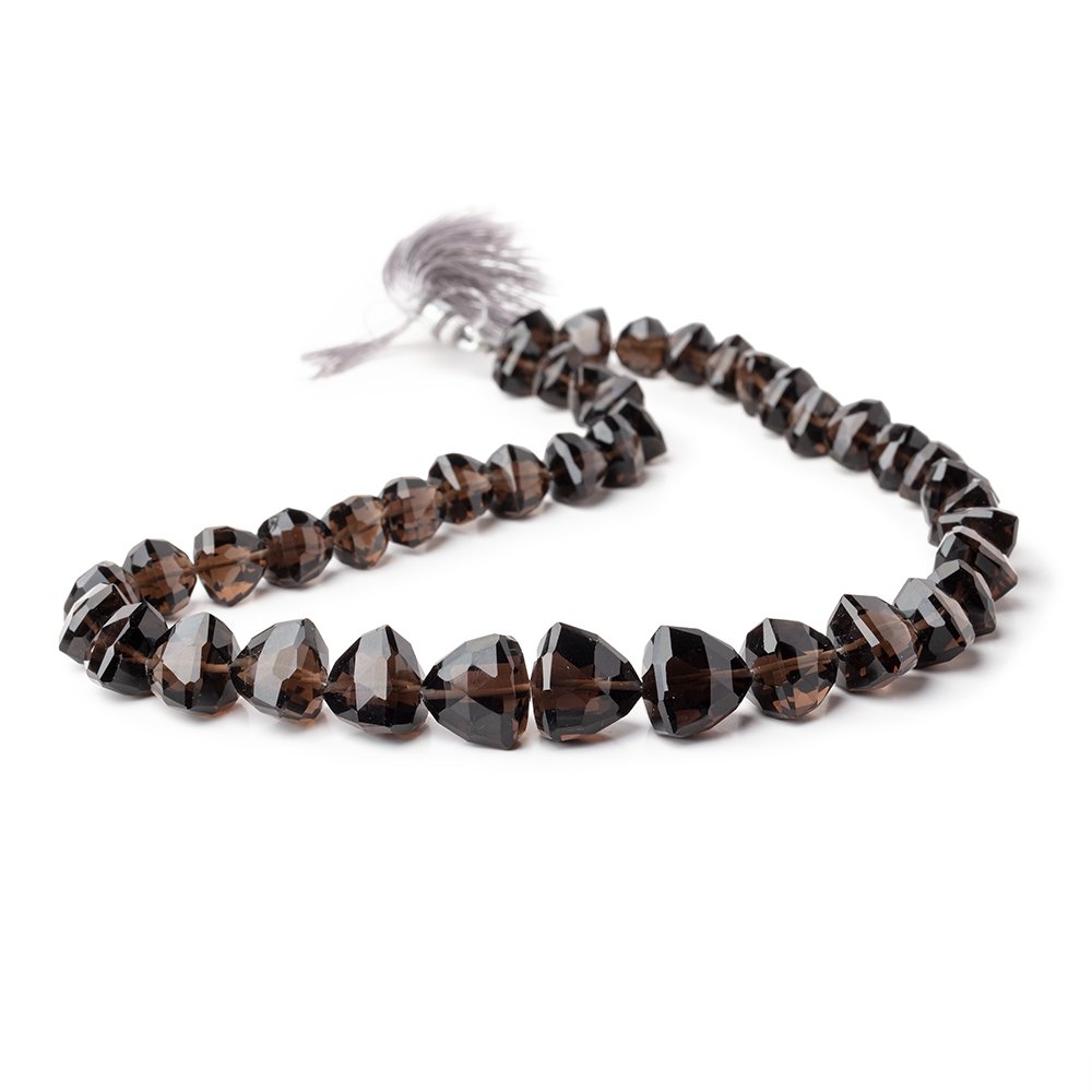 8-13mm Smoky Quartz Faceted Trillion Beads 15 inch 42 pieces - BeadsofCambay.com
