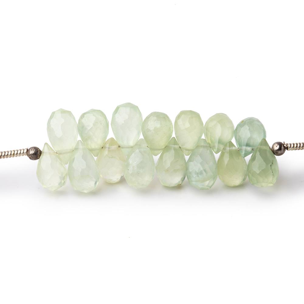 7-8mm Prehnite Tear Drop Briolette Beads 7 inch 61 pieces - BeadsofCambay.com