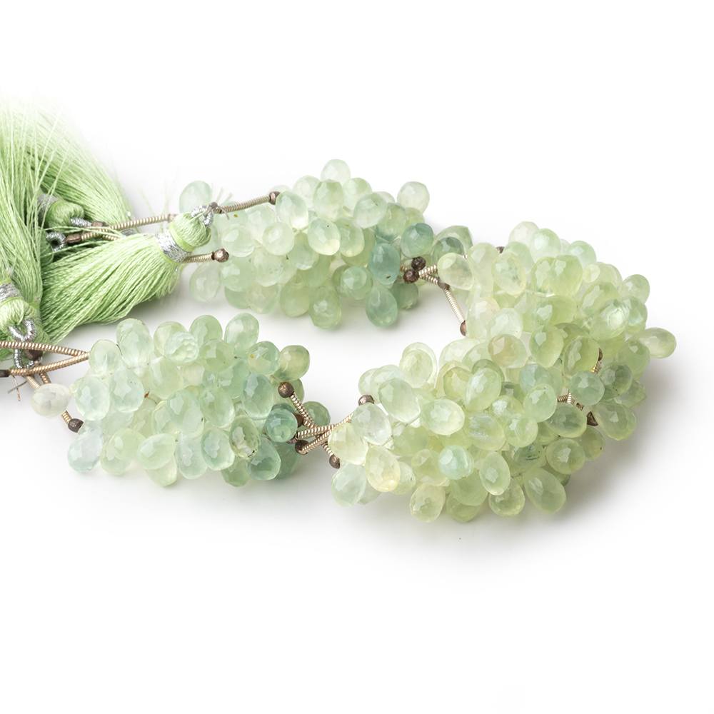 7-8mm Prehnite Tear Drop Briolette Beads 7 inch 61 pieces - BeadsofCambay.com