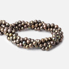 7x6mm Olive Green Off Round Freshwater Pearls 15 inch 58 pieces - BeadsofCambay.com