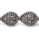 19x15mm Antiqued Sterling Silver Plated Copper Filigree Pear 8 inch 11 Beads - BeadsofCambay.com