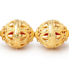 20x17mm 22kt Gold Plated Copper Filigree BiCone 8 inch 10 Beads - BeadsofCambay.com
