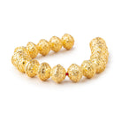 14x12.5mm 22kt Gold Plated Copper Bali Design Rondelle 8 inch 16 pieces - BeadsofCambay.com