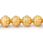 10mm 22kt Gold Plated Copper Bali Design Round 8 inch 21 Beads - BeadsofCambay.com