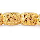 18x13mm 22kt Gold Plated Copper Filigree Rectangle 8 inch 11 Beads - BeadsofCambay.com