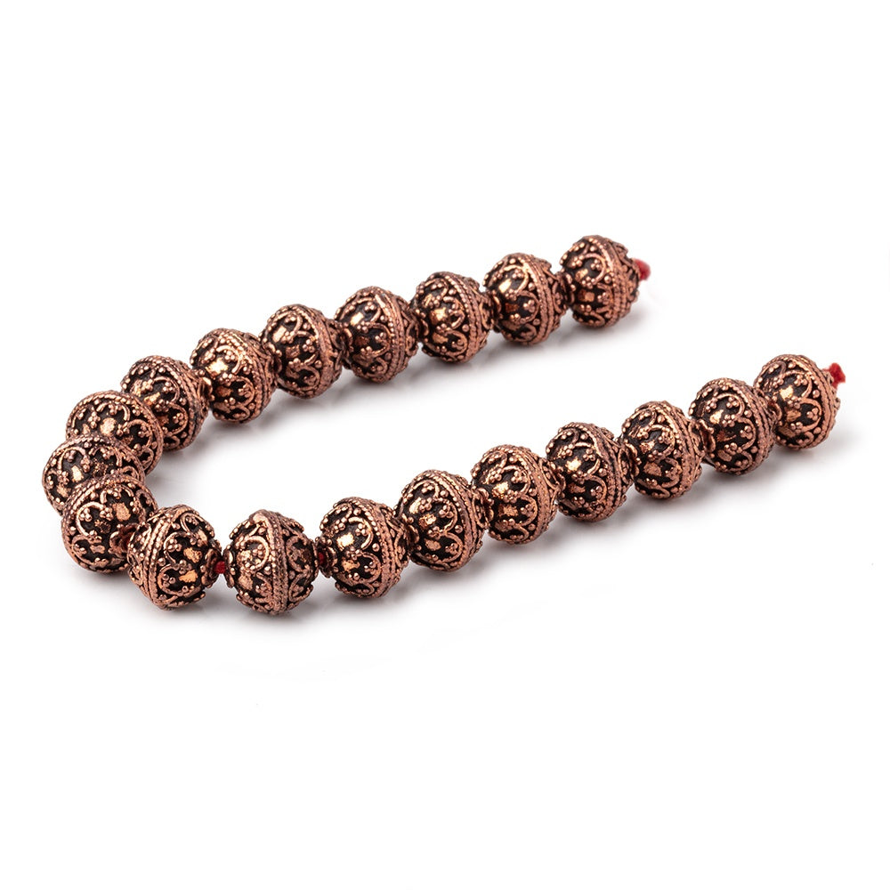 12mm Antiqued Copper Moroccan Round 8 inch 19 Beads - BeadsofCambay.com