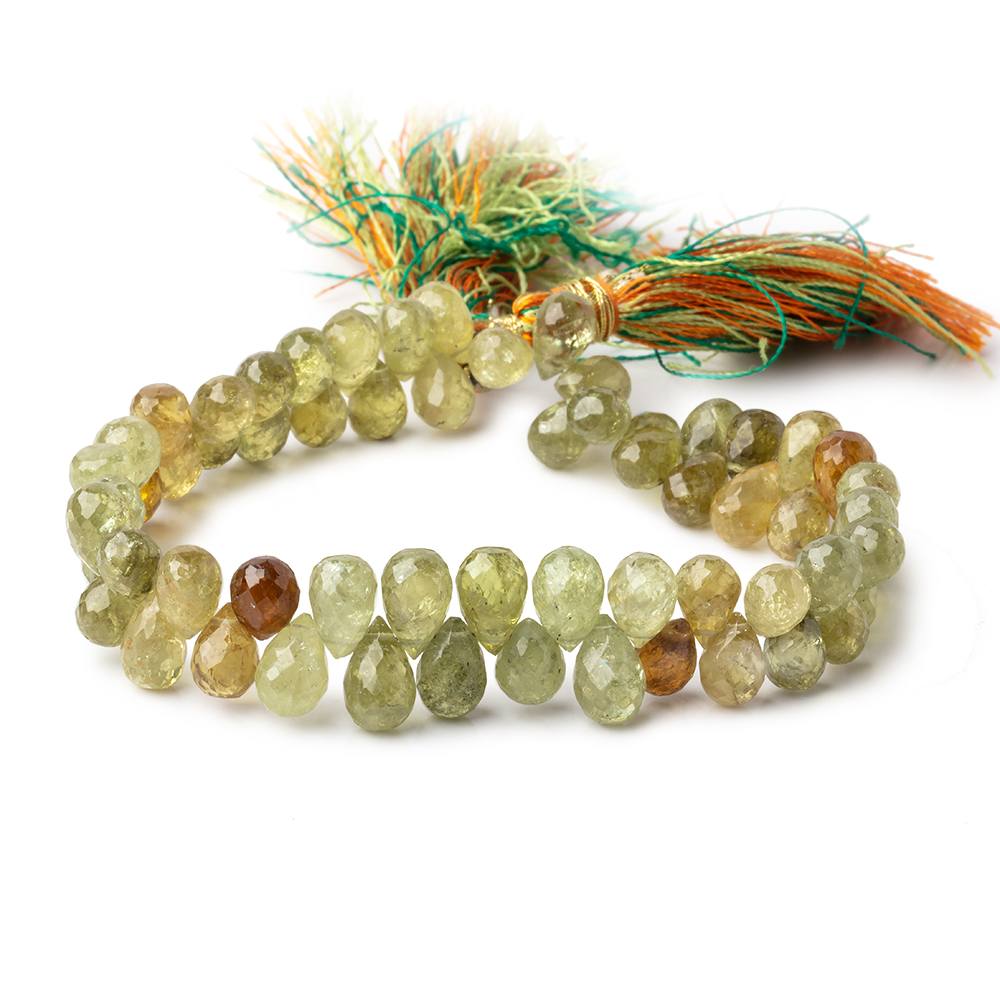 7x5-8x6mm Grossular Garnet Faceted Tear Drop Beads 7 inch 64 pieces - BeadsofCambay.com
