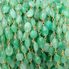 6x5mm Chrysoprase Faceted Ovals on Vermeil Chain by the Foot 25 Beads - BeadsofCambay.com
