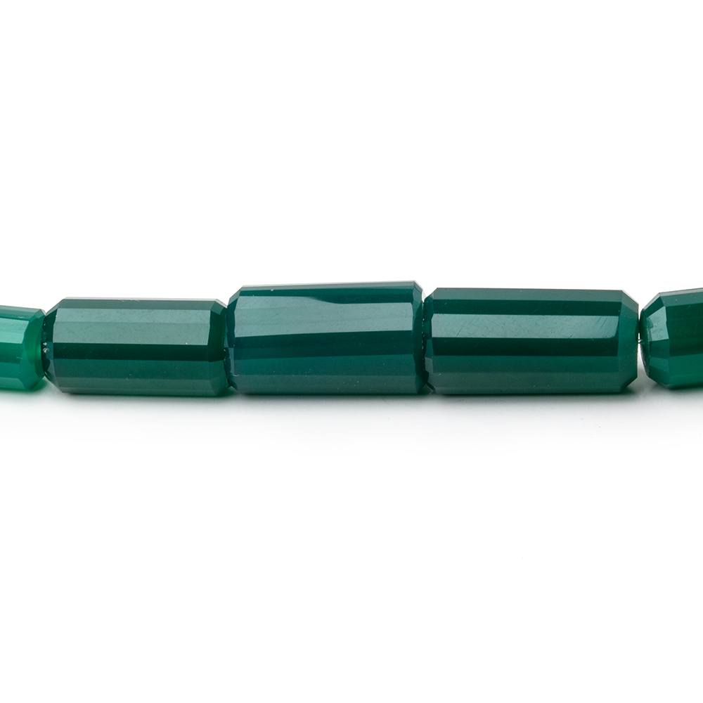 11x5-32x6mm Holiday Green Chalcedony Faceted Tube Beads 18 inch 28 pieces - BeadsofCambay.com