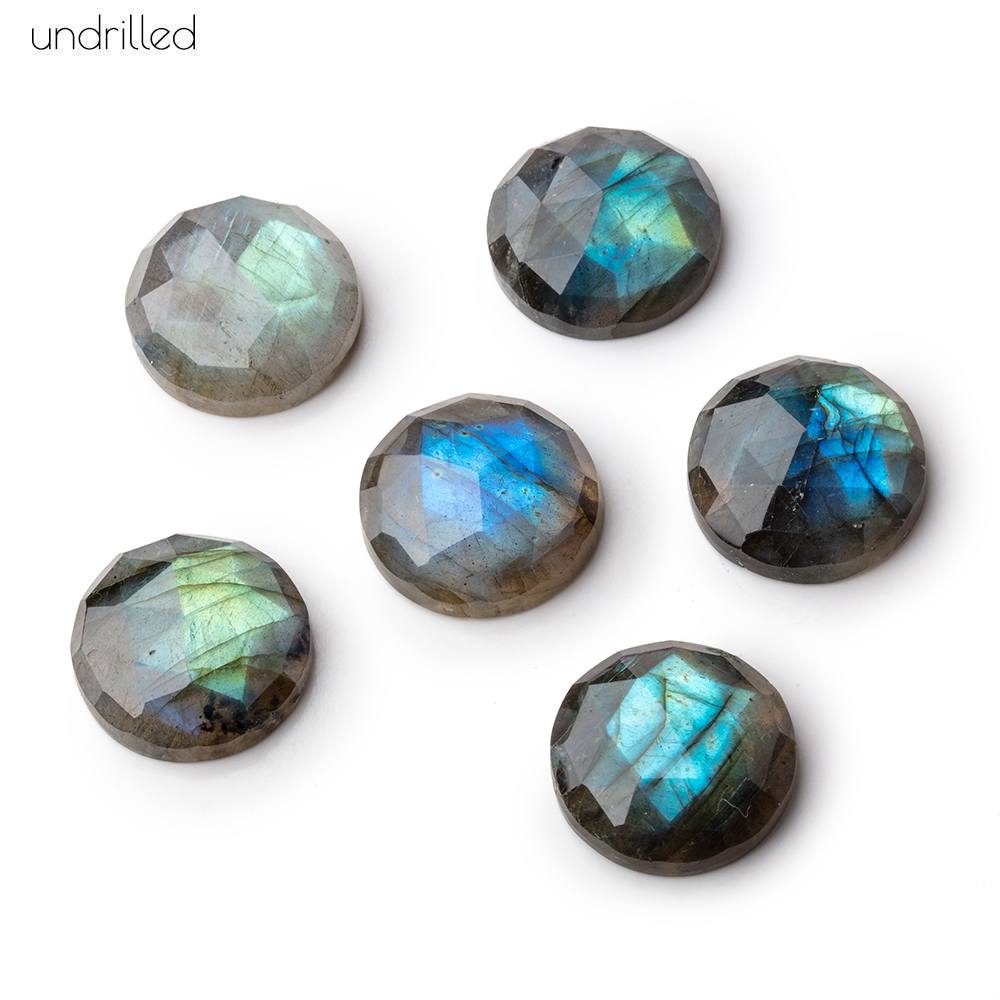 16mm Rose Cut Labradorite Faceted Cabochon Focal Beads - Undrilled - BeadsofCambay.com