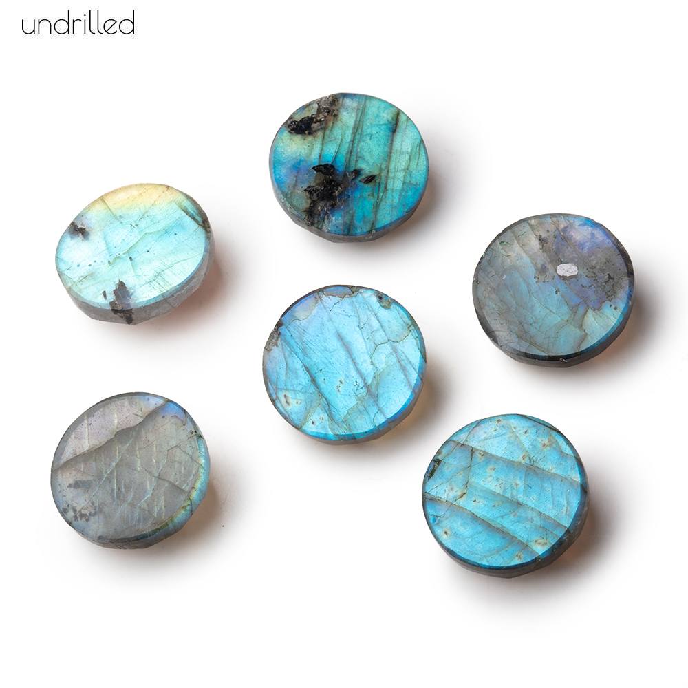 16mm Rose Cut Labradorite Faceted Cabochon Focal Beads - Undrilled - BeadsofCambay.com