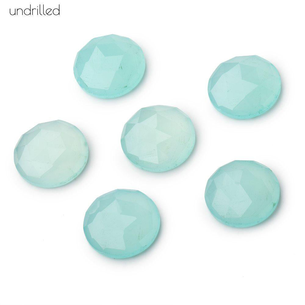 16mm Blue Chalcedony Rose Cut Faceted Cabochon Focal Beads 1 piece - BeadsofCambay.com