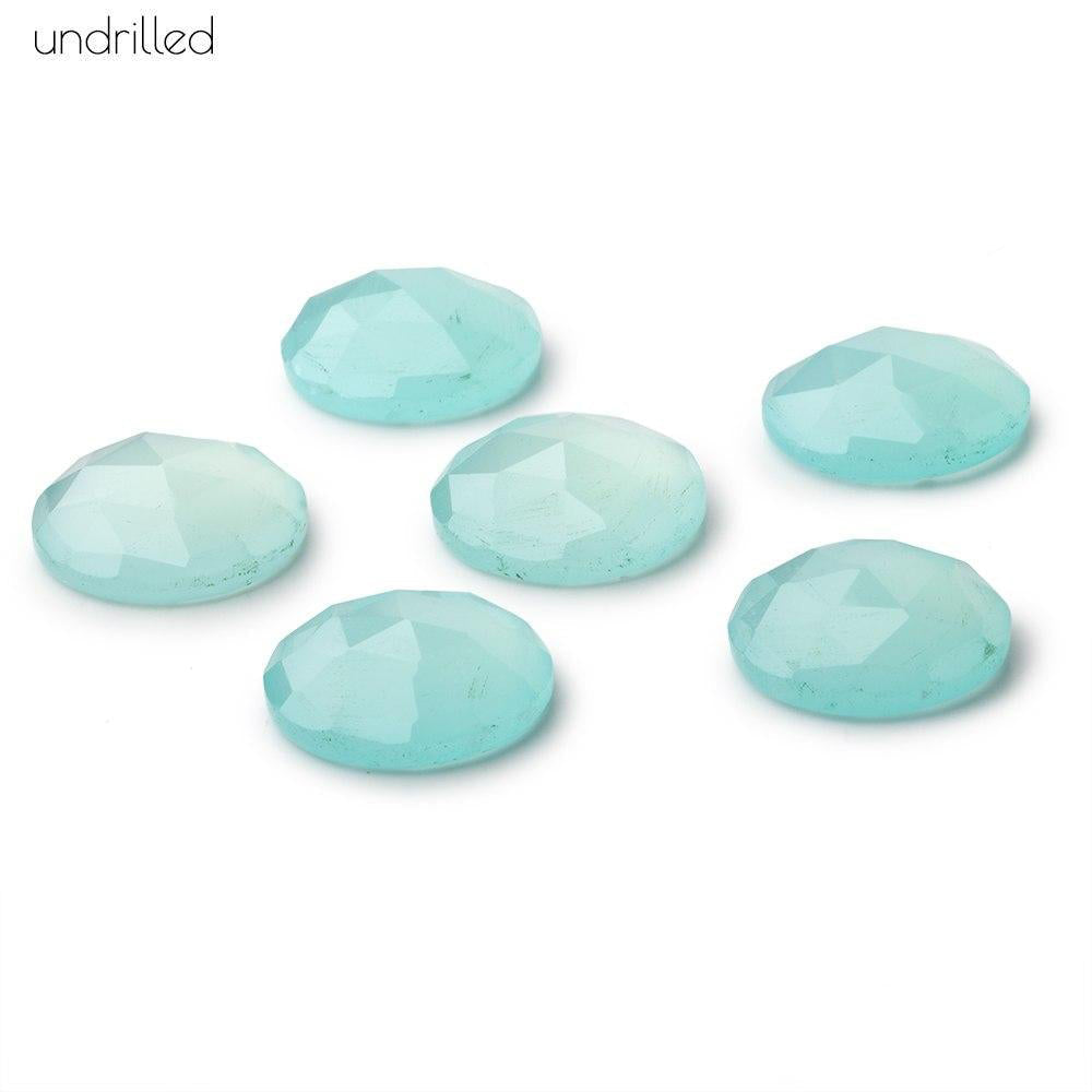 16mm Blue Chalcedony Rose Cut Faceted Cabochon Focal Beads 1 piece - BeadsofCambay.com