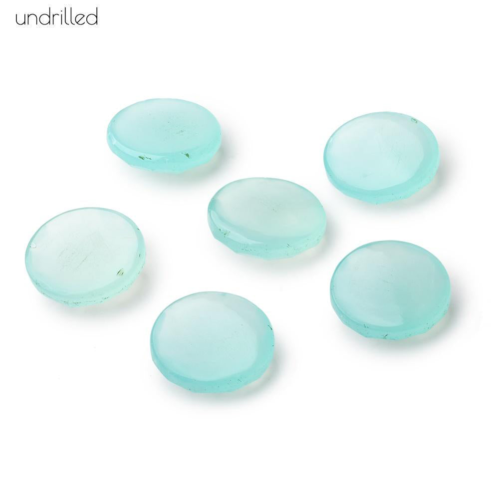 16mm Blue Chalcedony Rose Cut Faceted Cabochon Focal Beads 1 piece - BeadsofCambay.com