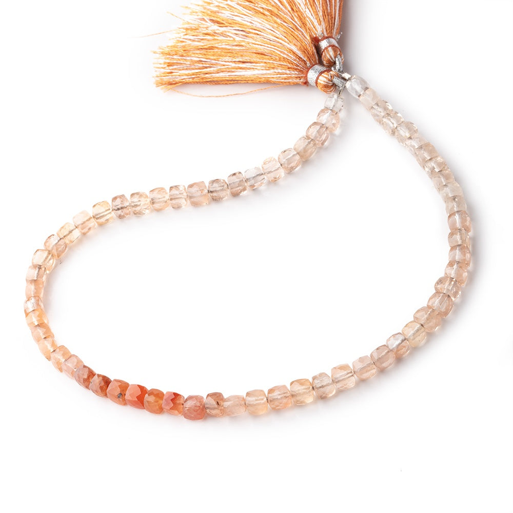 4-5mm Tangerine Quartz Faceted Cube Beads 11.5 inch 63 pieces - BeadsofCambay.com
