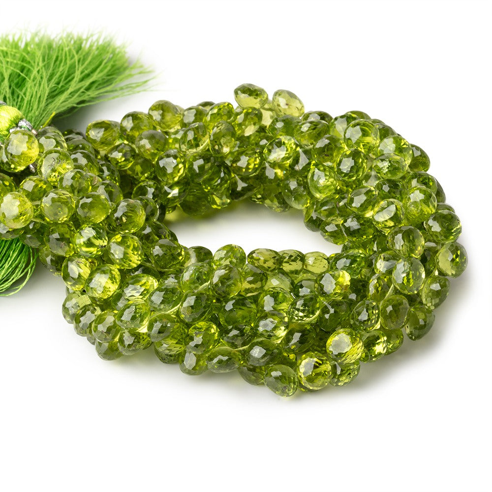6-6.5mm Peridot Faceted Candy Kiss Beads 8.5 inch 62 pieces View 2