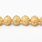 9mm 22kt Gold Plated Copper Round Moroccan Round 8 inch 25 Beads - BeadsofCambay.com