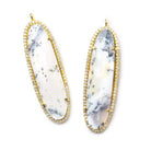 42.5x13.5mm Vermeil CZ Bezel & Dendritic Opal faceted oval Pendant 1 piece - Beadsofcambay.com