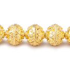 12mm 22kt Gold Plated Copper Moroccan Round 8 inch 18 Beads - BeadsofCambay.com