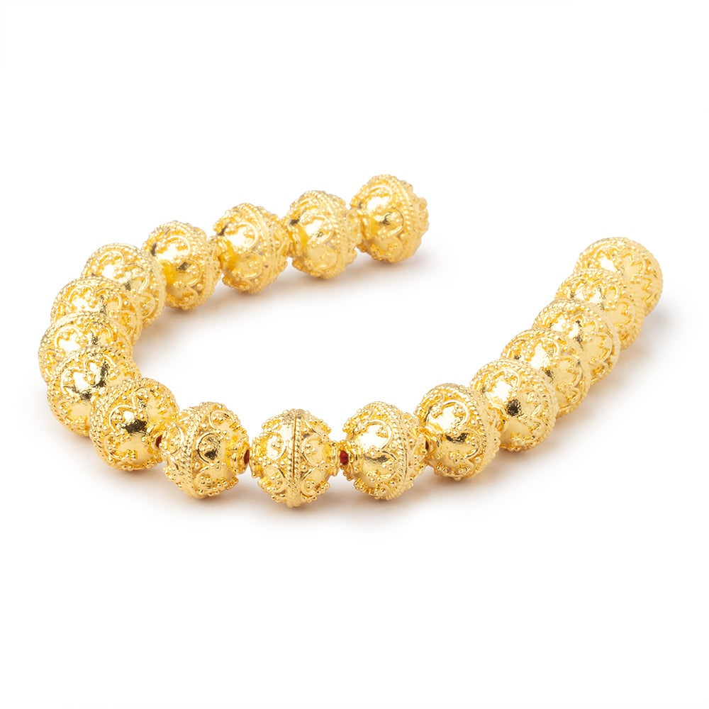 12mm 22kt Gold Plated Copper Moroccan Round 8 inch 18 Beads - BeadsofCambay.com