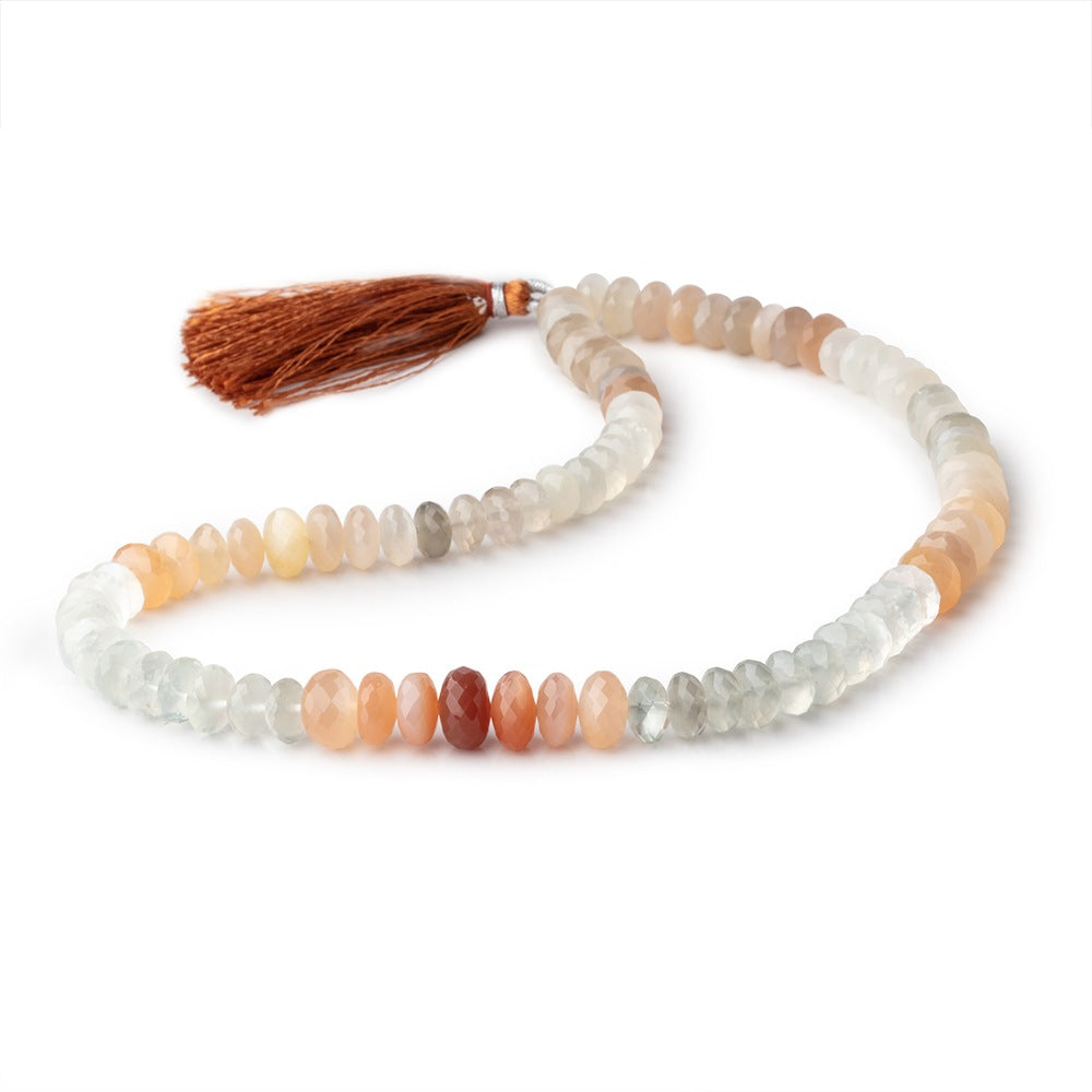 8-9mm Multi Color Moonstone Faceted Rondelle Beads 16 inch 84 pieces - BeadsofCambay.com