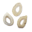 Beadsofcambay 36x30mm Golden & Cream Occo Agate Slice Bead 1 piece