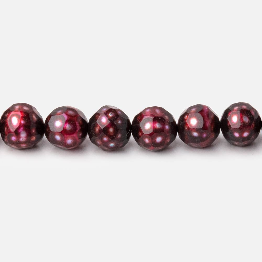 6mm Berry Red Faceted Off Round Freshwater Pearls 16 inch 70 pieces - BeadsofCambay.com